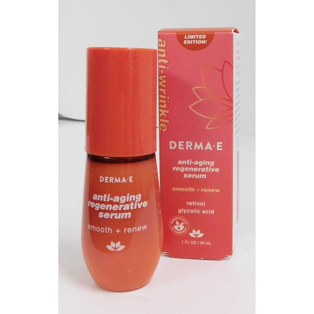 DERMA E Anti-Aging Regenerative‎ Serum Anti-Wrinkle Retinol Glycolic Acid 1 oz